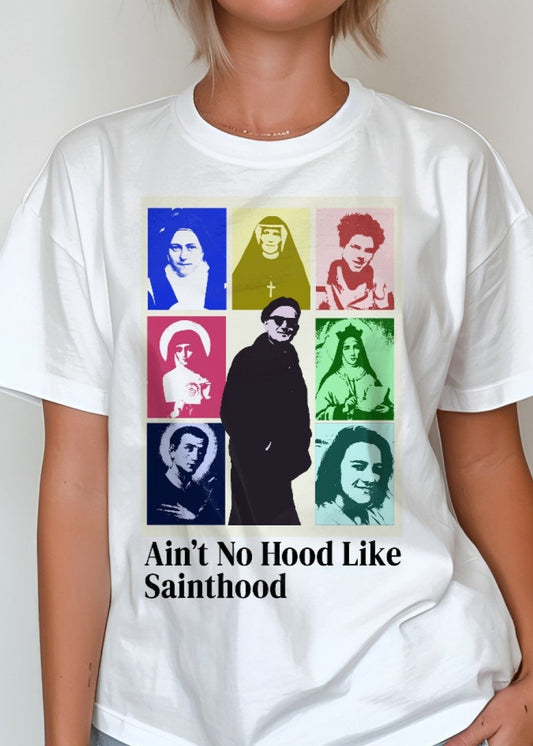 Ain't no hood like sainthood - October Saint's | Unisex Oversized tee (Lighter Colours)